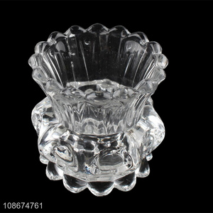 Hot selling crystal clear <em>glass</em> candle holder <em>candlestick</em> for decor