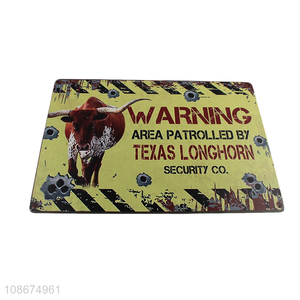 Hot sale outdoor Texas longhorn warning sign retro tin sign board