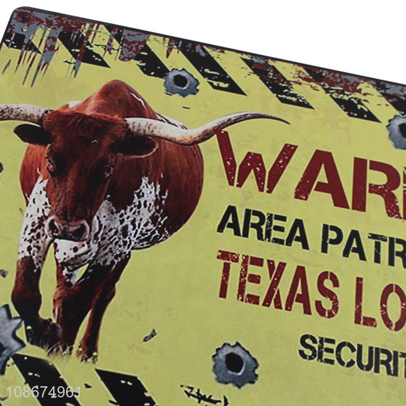 Hot sale outdoor Texas longhorn warning sign retro tin sign board