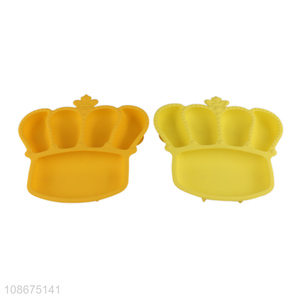 Good quality siicone crown <em>plate</em> baby food <em>plate</em> with suction cup
