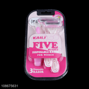 Best selling five blades women disposable shaving <em>razor</em> wholesale