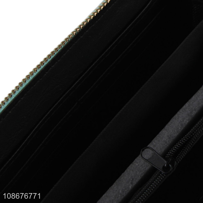 Hot selling women wallets woven pu leather wallet card holder