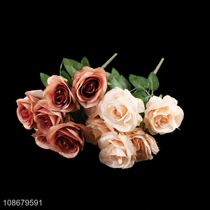 Hot selling 7 heads artificial rose flowers for indoor outdoor wedding decor