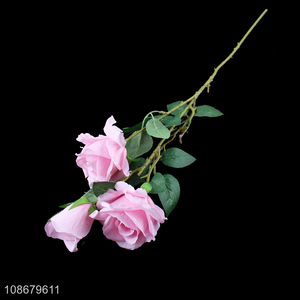 Popular product 3 heads <em>artificial</em> rose <em>flowers</em> for living room decoration