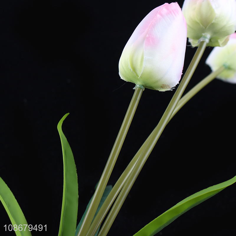 Hot sale 3 heads artificial flowers fake tulip for indor outdoor decoration