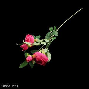 Hot selling 4 heads realistic tea rose artificial flowers for wedding decor