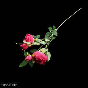 Hot selling 4 heads realistic tea rose <em>artificial</em> <em>flowers</em> for wedding decor