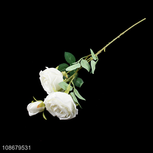 Hot selling 3 heads <em>artificial</em> rose <em>flowers</em> for home office decoration