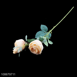 Hot selling 3 heads realistic rose <em>flowers</em> <em>artificial</em> <em>flowers</em> for wedding decor