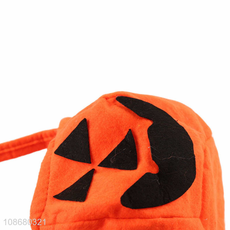 Wholesale Halloween decoration non-woven pumpkin bucket candy bucket for kids