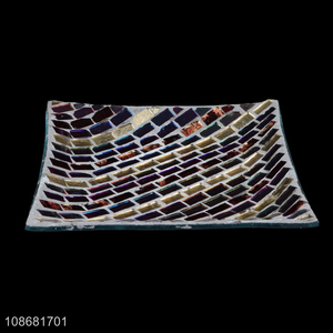 Good quality home restaurant decorative mosaic glass square <em>plate</em> for tableware