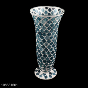Online wholesale tall mosaic glass flower vase for indoor decoration