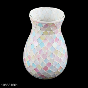 China products modern colored mosaic glass flower <em>vase</em> for home décor