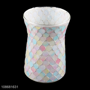 Most popular candy color mosaic glass flower vase for home décor