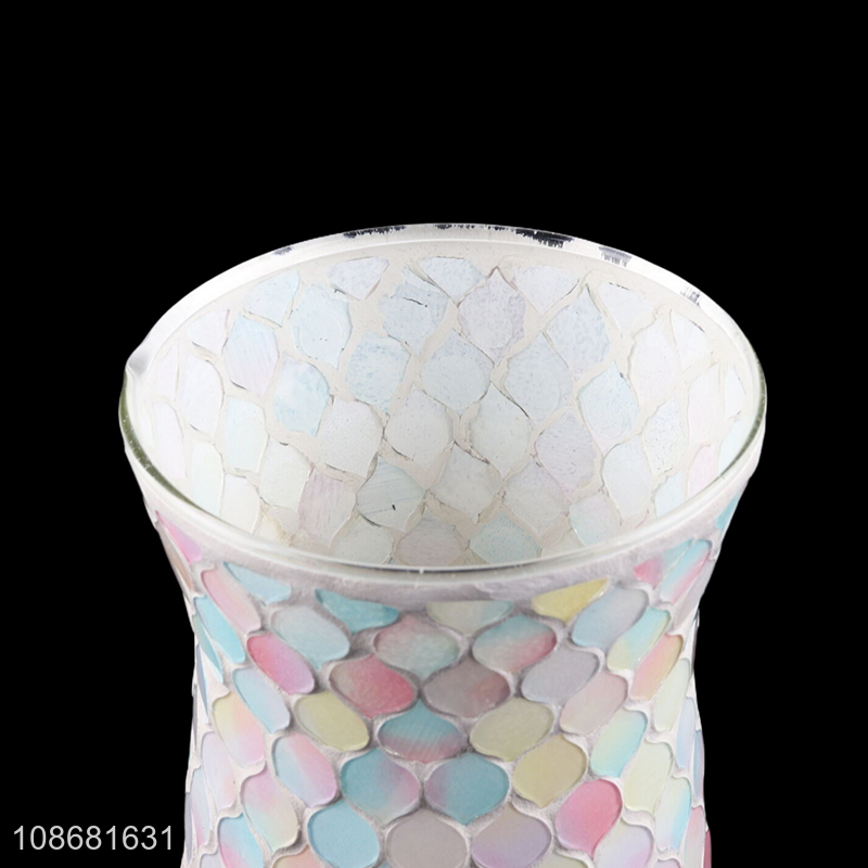 Most popular candy color mosaic glass flower vase for home décor