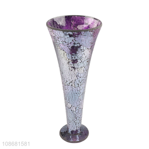 Factory price v shaped mosaic glass flower <em>vase</em> for tabletop decoration