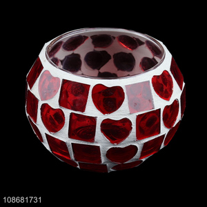 Yiwu factory modern style mosaic glass candle holder for tabletop decoration