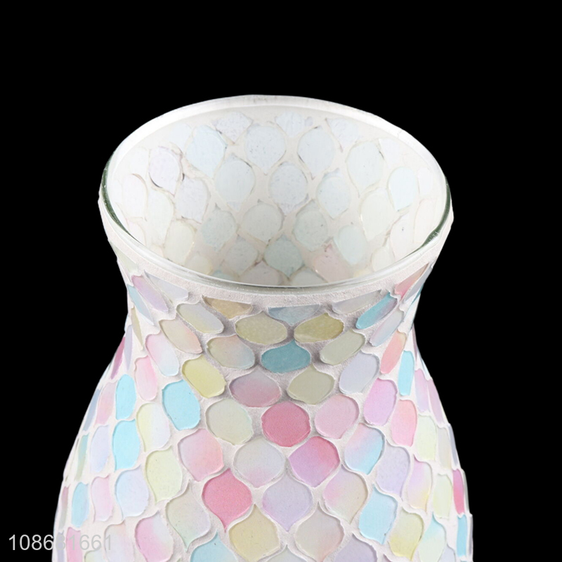 China products modern colored mosaic glass flower vase for home décor