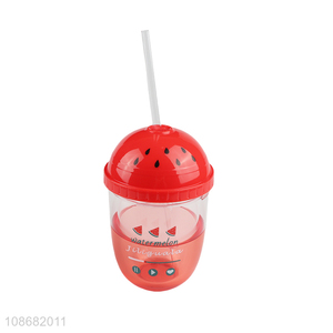 Wholesale 350ml double-walled plastic cold water cup with lid and straw