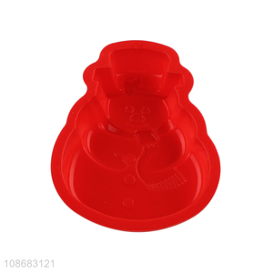 Factory supply Christmas snowman shaped <em>silicone</em> <em>cake</em> <em>mold</em> Xmas baking <em>mold</em>