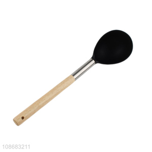 Factory direct sale nylon cooking tool nylon soup ladle with wooden handle