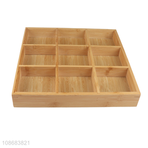 Wholesale 9-compartment bamboo breakfast serving tray for hotel restaurant