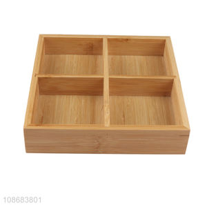 Good quality 4-compartment bamboo serving tray for snacks candy nuts