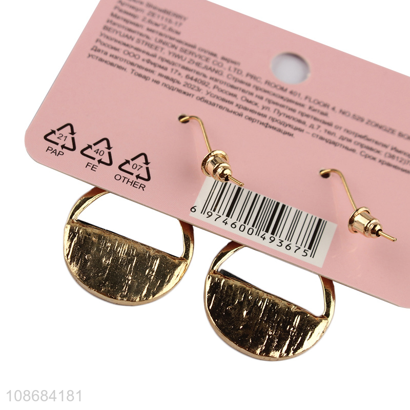Good price gold plated round metal dangle earrings geometric earrings