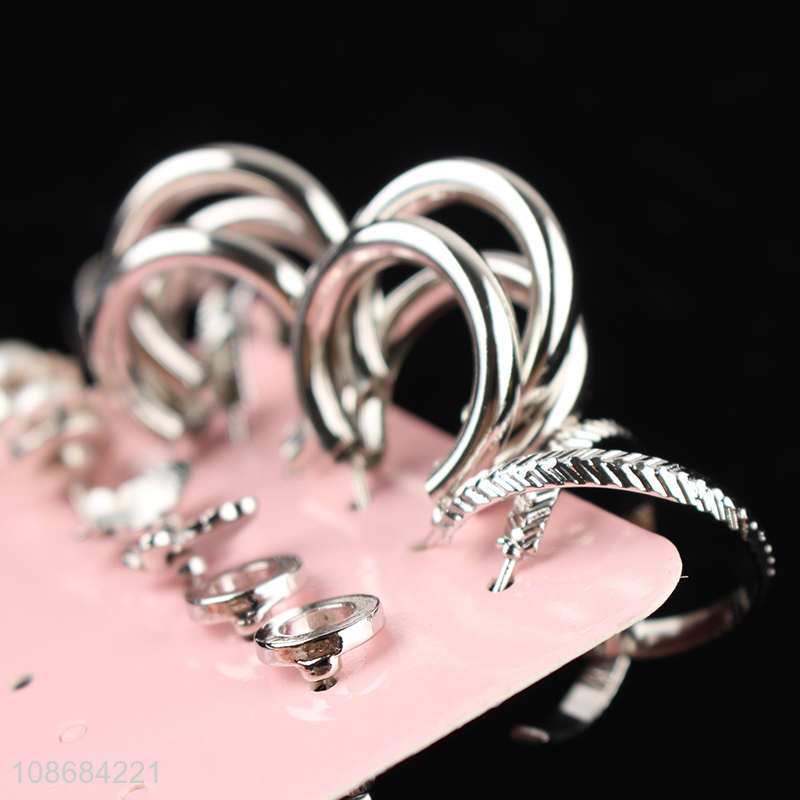 Factory supply silver plated stud earrings set hoop earrings set