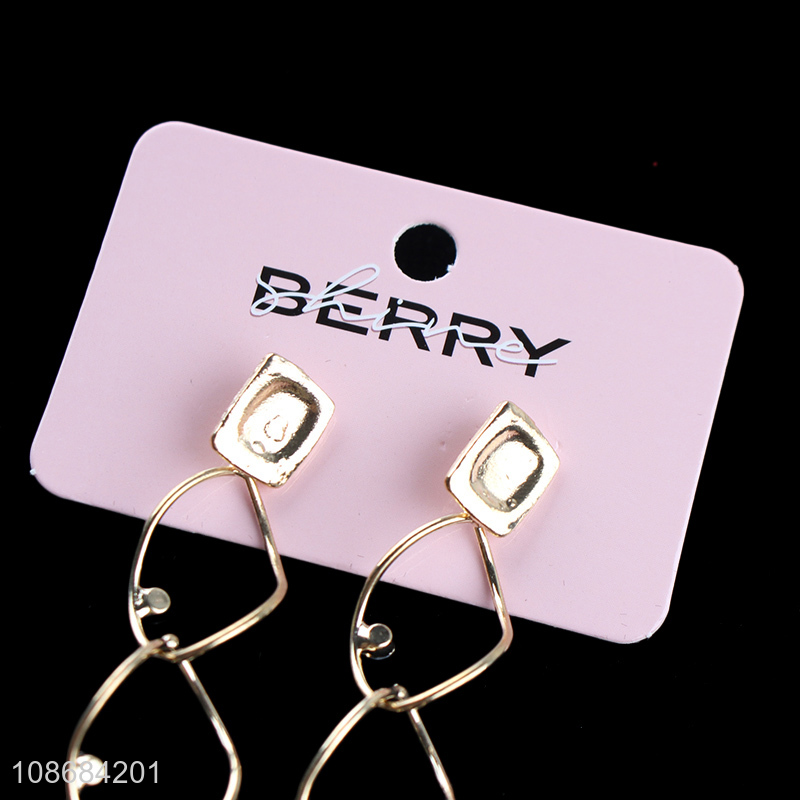 Online wholesale metal chain earrings gold plated chain stud earrings