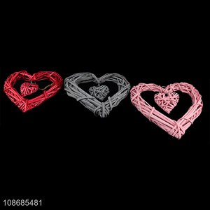 Hot selling wicker rattan heart wreaths Christmas wreaths home decoration