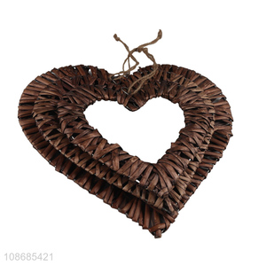 Good quality 3pcs natural wicker rattan heart <em>wreaths</em> for Christmas decor