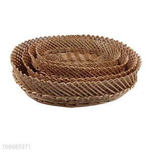 Hot sale 4pcs woven wicker storage basket natural serving basket for kitchen