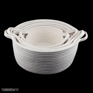 Hot products 5pcs multi-function woven cotton rope storage basket with handles