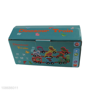 Good quality educational magnetic wooden dinosaur train toys for kids toddlers