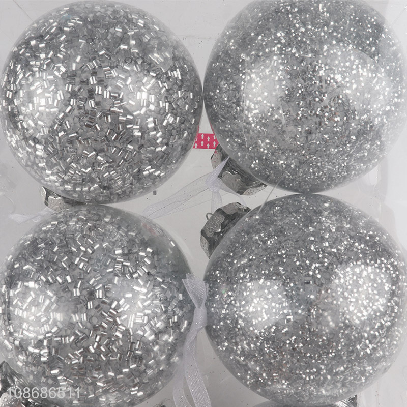 Wholesale silver shatterproof glitter Christmas balls Christmas ornaments