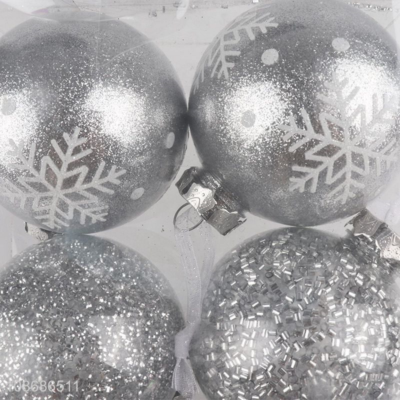 Wholesale silver shatterproof glitter Christmas balls Christmas ornaments