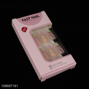 Hot selling natural 24pcs nail art fake nail decoration for women