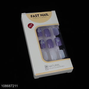 China factory natural 24pcs nail decoration fake nail kit for women