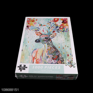 Good quality 1000 pieces puzzle elk in <em>watercolor</em> jigsaw puzzle