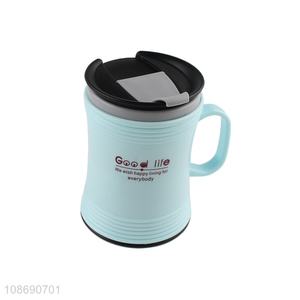 Online wholesale thick wall plastic water cup with handle & leakproof lid