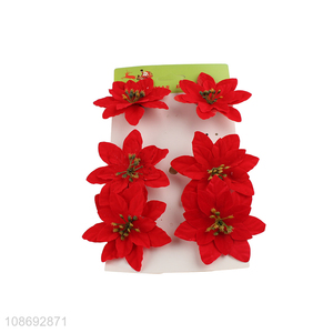 Hot selling 6pcs red natural christmas artificial flower fake flower
