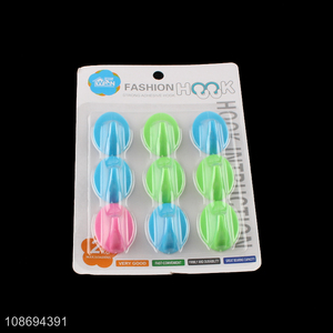 Low price 9pcs non-trace plastic sticky hooks for kitchen bathroom