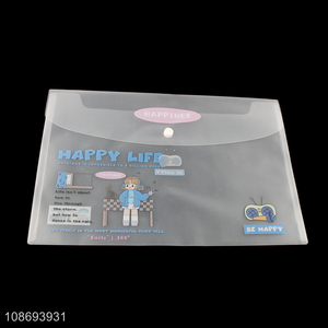 Good quality clear plastic envelope document <em>file</em> <em>bag</em> with snap button