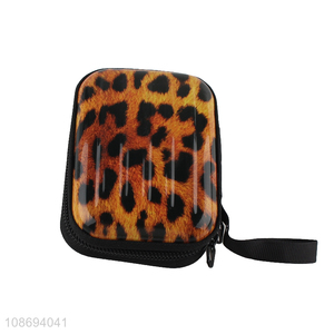 Wholesale portable novelty zippered metal leopard print coin wallet