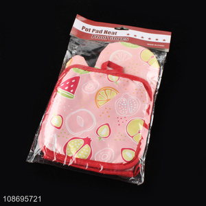 Top selling heat-resistant polyester oven mitt pot pad wholesale