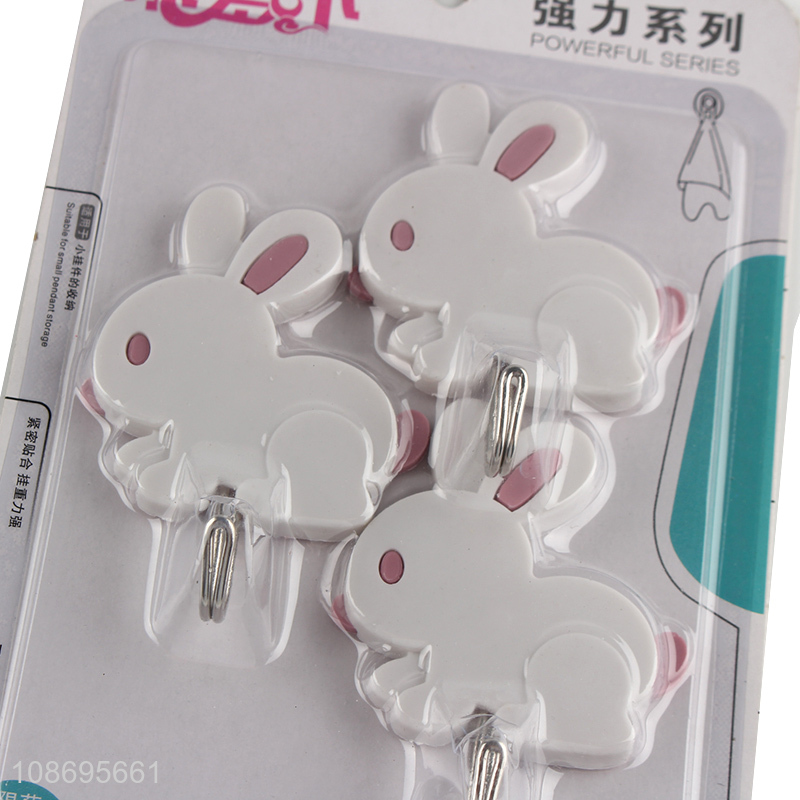 Top products rabbit shape kitchen bathroom 3pcs sticky hook set