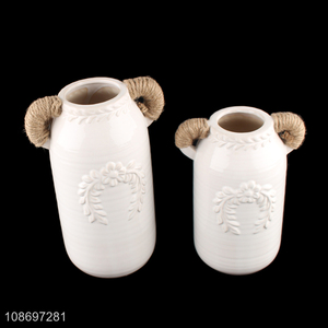 Good quality white ceramic tabletop decoration flower vase for home