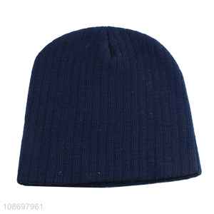 China products blue <em>winter</em> <em>warm</em> knitted <em>hat</em> beanies <em>hat</em> for outdoor