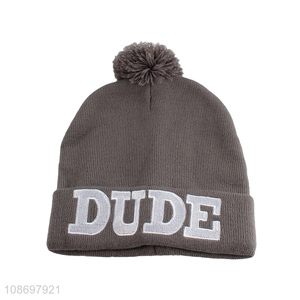 Hot items winter outdoor embroidery warm beanies hat for sale
